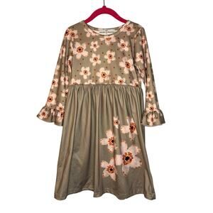 Kids Boutique Flower Print Twirl Fall Winter Dress Size 5/6